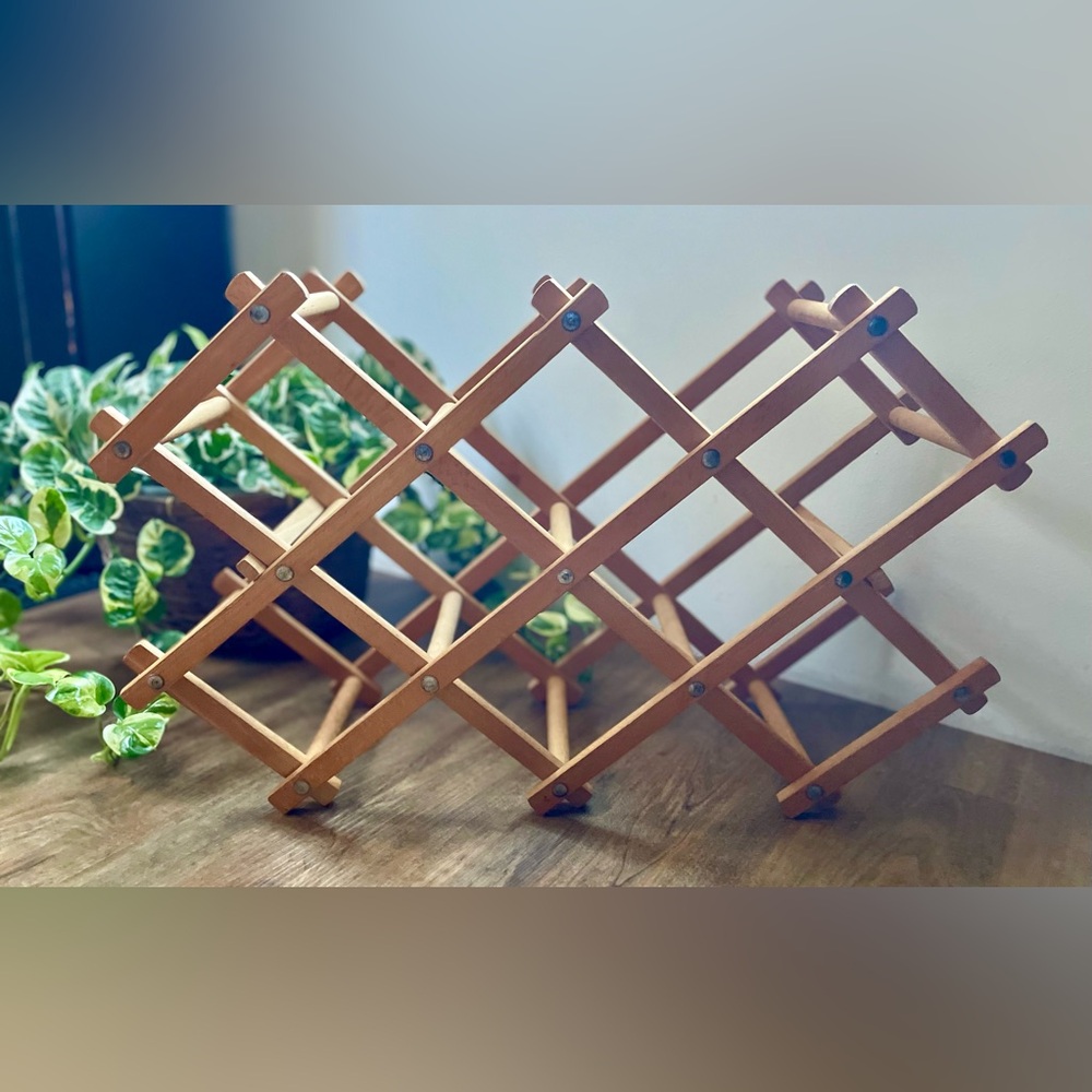 WOODEN COLLAPSIBLE WINE RACK STORAGE RACK - Picture 2 of 7